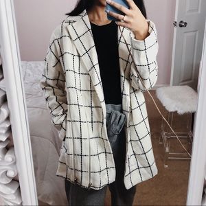 Black and White Grid Coat